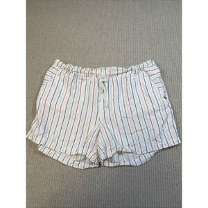 EV1  Ellen DeGeneres Women's Large White Multicolored Striped Pull On Shorts